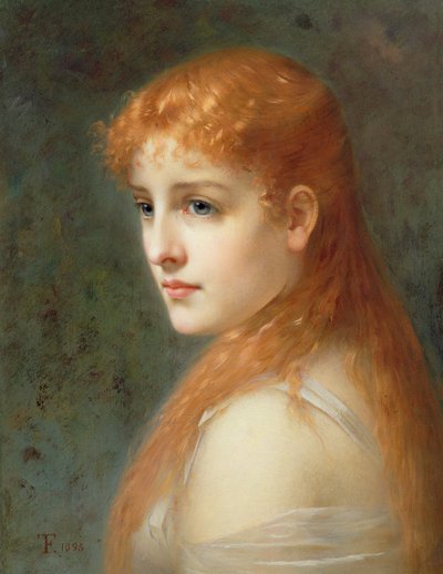 Young girl with red hair, 1895 by Franz Thone